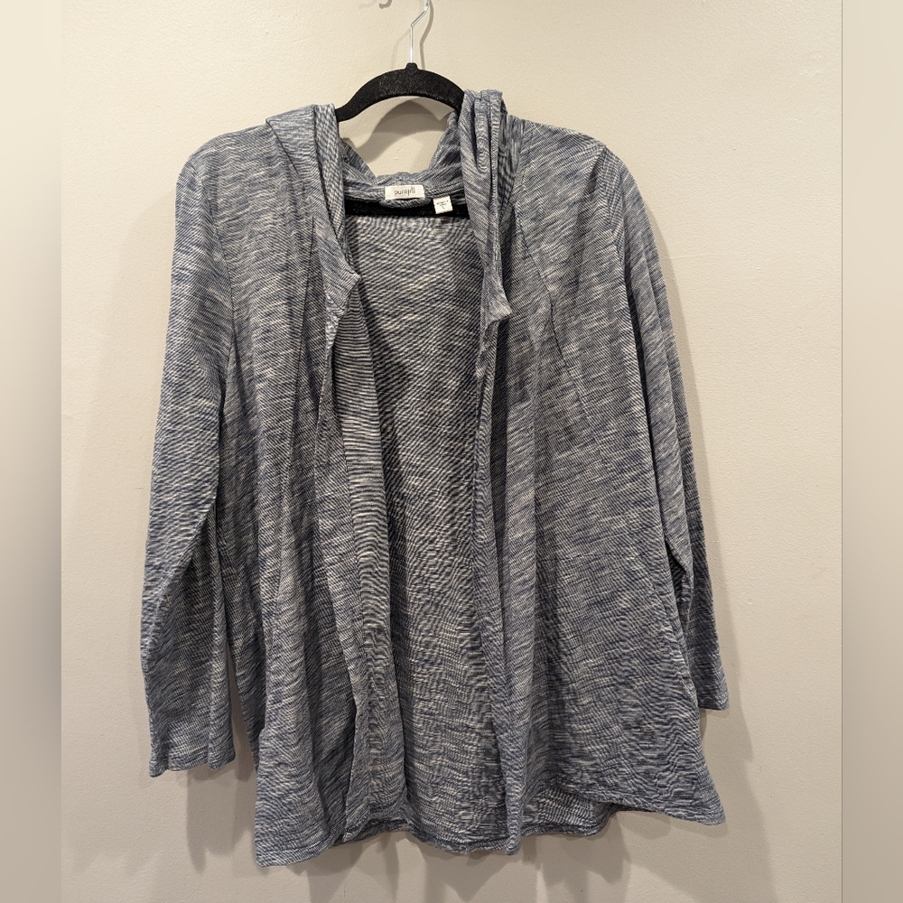 J.Jill PureJill hooded cardigan heather blue Size Large Casual